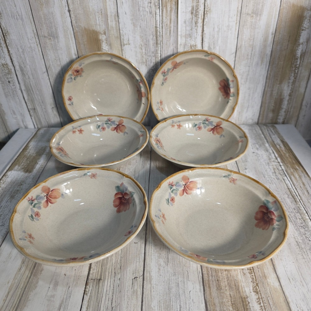 International Tableworks Floral Stoneware Soup Cereal Bowls Japan Set of 6